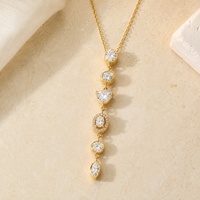 Collar Elegante y Delicado SUMMLY con Colgante de Borla Larga y Circonita, Chapado en Oro de 18K, Cadena en Forma de Y de Acero Inoxidable, Joyería de Moda