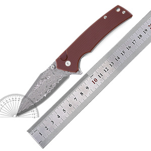 Couteau de poche pliant, couteau à fruits, lame <span class=keywords><strong>en</strong></span> acier Damas, manche G10, camping <span class=keywords><strong>en</strong></span> plein air, petit couteau EDC portable - Product Image 6
