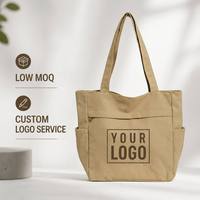 Sac à bandoulière en toile personnalisé à faible MOQ, sac fourre-tout vintage texturé de couleur unie, décontracté et simple avec grande capacité