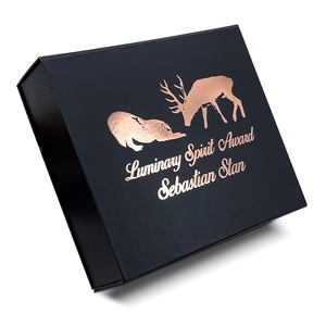 Custom squisito di lusso <span class=keywords><strong>oro</strong></span> rosa caldo timbratura scarpe di cartone scatola di carta nera chiusura magnetica scatola regalo con inserto - Product Image 3
