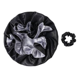 Bonnet de nuit en satin personnalisé, grande taille, réutilisable, double couche, avec cordon de serrage, pour la douche et le sommeil - Product Image 4