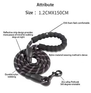 Venta al por mayor de correas para mascotas con broche para escalar, variedad de colores, manos libres, cuerda trenzada reflectante, correa para perro con mango acolchado suave - Product Image 2