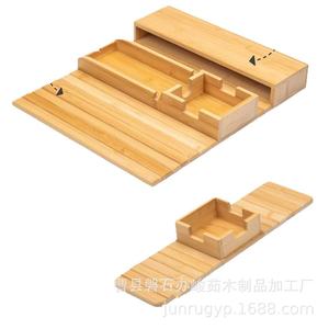 Plateau pliable pour accoudoir de canapé en bambou avec porte-gobelet, support pour téléphone et boîte de rangement pour salon - Product Image 5
