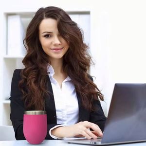 Design 12oz 304 Stainless Steel Double Wall Thermal Insulation Egg Shaped Wine Tumbler Coffee Mug Water Bottle Customizable Size - Product Image 1