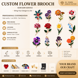 Lot de broches 3D en émail souple plaqué or, thème floral personnalisé, style rétro, pour décoration de vêtements et cadeaux - Product Image 2