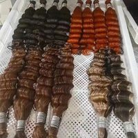 Bundel rambut kepang manusia untuk rambut manusia jalinan tanpa simpul Boho gelombang besar rambut manusia untuk mengepang tanpa jalinan bundel rambut Virgin Remy