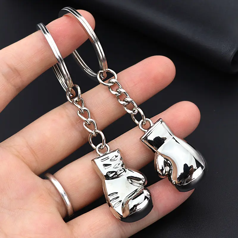 Xe Treo Đội Thể Thao Bạc 3D Kim Loại Đấm Bốc Găng Tay Keychain Tùy Chỉnh Mạnh Mẽ Key Chủ Key Ring Mini Boxing Glove Keychain