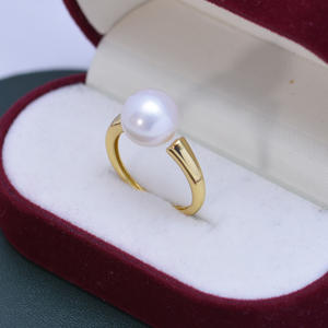 Women's S925 Silver <b>Ring</b> Holder with Large 10-11mm Freshwater White Round <b>Pearl</b> Strong Light and Fine Flaws Open Design - Product Image 2