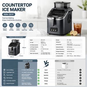 Machine à glaçons en cube portable, 15 kg/24 h, fabrication rapide de glaçons carrés, refroidissement par compresseur, réservoir d'eau de 1,4 L pour usage domestique - Product Image 2