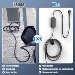 Crochet de gestion des câbles pour chargeur de véhicule électrique, maintient le connecteur J1772/<span class=keywords><strong>Tesla</strong></span> hors sol, en plastique, à fixation murale - Product Image 1