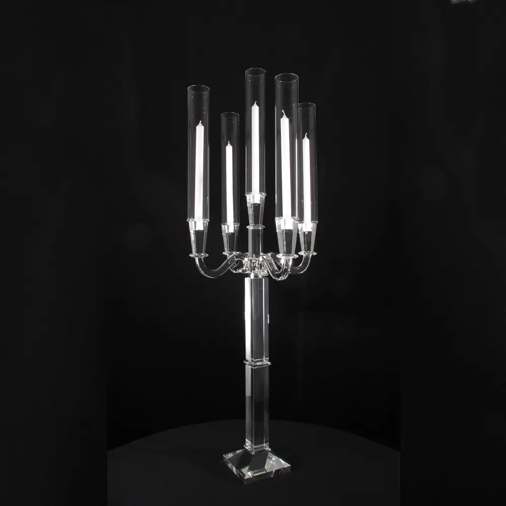 Latest nice 5 arms crystal candle holder for wedding favors