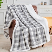 Plaid Sherpa ultra doux, chaud et épais à double couche avec motif écossais personnalisé pour l'hiver