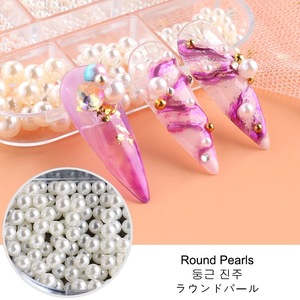 Perles à ongles 3D demi-rondes à 6 grilles, strass à dos plat, décorations en verre diamant, plastique, pour la création de nail art DIY - Product Image 4
