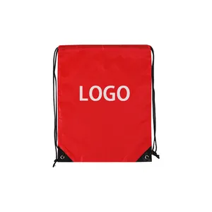 Promotional Custom Logo Printed Waterproof 210d Polyester Drawstring Bag Polyester Backpack Shopping Bag