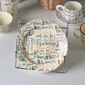 Coréen Ins Vintage <span class=keywords><strong>Anglais</strong></span> Lettre Céramique <span class=keywords><strong>Vaisselle</strong></span> Ensemble Creative Dessert Gâteau Assiette <span class=keywords><strong>Petit</strong></span> <span class=keywords><strong>Déjeuner</strong></span> Tasse - Product Image 6