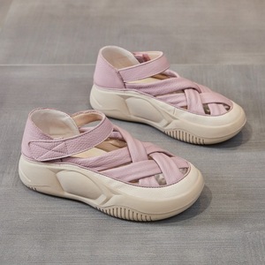 Sandalias Planas de Verano Retro Hechas a Mano con Parte Superior de PU, Entresuela de EVA, Plataforma con Amortiguación de Aire y Antideslizantes para Mujer - Product Image 2
