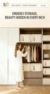 Premium Wholesale Washable Oxford Fabric Clothes Storage <b>Bins</b> with Metal Frame Leather Fringe Clear Window Closet Organizer - Product Image 4