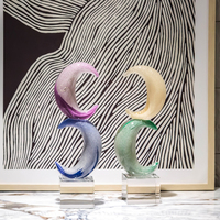 Haut de gamme lumière luxe fait à la main Unique en forme de lune verre et cristal objets décoratifs décorations du Ramadan