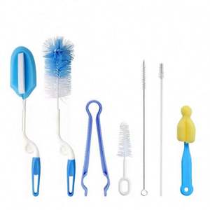 Lot de 7 brosses de nettoyage en éponge et plastique pour biberons, verres, tasses à lait et eau, tétines et sucettes - Product Image 1