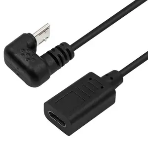 Haute qualité 0.3 mètres USB Type C <span class=keywords><strong>femelle</strong></span> à Micro USB 2.0 5pin mâle court Angle câble de charge d'extension en forme de U - Product Image 4