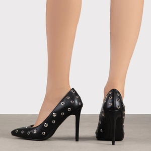 Women's Sexy Pointed Toe Stilettos <b>Pumps</b> Dress High Heels Metal Circle Rivets Female Shoes - Product Image 5