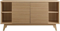 Modway Render Meuble buffet ou meuble TV de style moderne du milieu du siècle de 63 po avec rangement réglable en chêne