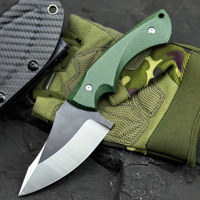 Couteau à lame fixe en acier 8Cr13MoV pour l'extérieur, manche en lin, couteau de camping portable EDC pour la randonnée, la survie, la coupe sur le terrain