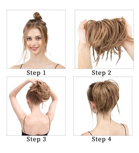 Venta al por mayor de moda rizado gran sucio relleno piezas sintético bollo de palo de pelo Postiches moño con trenzas <span class=keywords><strong>para</strong></span> las mujeres blancas - Product Image 4