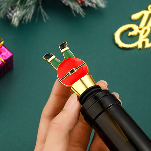 Christmas Wine Bottle <b>Stopper</b> Set With Cork Opener Red Holiday Gift For Wine Lovers - Product Image 4