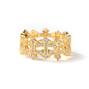 Uwin Cluster Cruz Anillo en forma de corona Joyería delicada Rapero Exquisitos anillos en capas Christian Timeless Diseño elegante Uso diario - Product Image 3