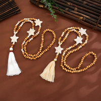 Collier ethnique bohème en gros avec perles en bois, pampille étoile, pendentif turquoise synthétique, longue chaîne, cadeau pour femme, bijoux d'été pour la plage