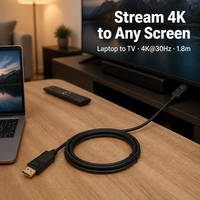 Cable DP a HDMI 4K 30Hz, Adaptador DisplayPort a HDMI con Chip Integrado, Conversor de Video para Laptop, PC, Monitor, Proyector