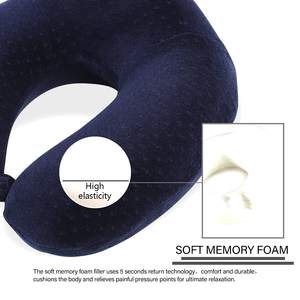 Oreiller de voyage portable en forme de U avec mousse à mémoire de forme pour un rebond doux et un soutien de la tête, adapté aux avions et aux voitures - Product Image 4