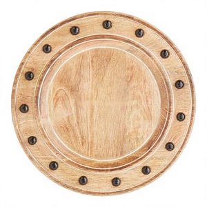 Assiette de service en bois naturel fini, qualité supérieure, faite à la main, design de luxe, nouvelle assiette de présentation en bois élégante - Product Image 1