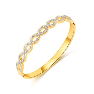 Popular Gold Plated Stainless Steel Diamond 8 <b>Bangle</b> Jewelry for Women - Product Image 1