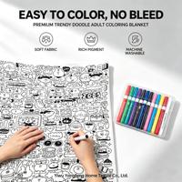 Couverture à colorier personnalisée pour le divertissement à domicile, la relaxation des adultes, cadeau promotionnel avec motifs et logo OEM/ODM