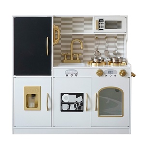 Juguetes de Cocina de Madera <span class=keywords><strong>Blanca</strong></span> con Detalles Dorados para Niños y Niñas, Regalo de Cumpleaños - Product Image 1