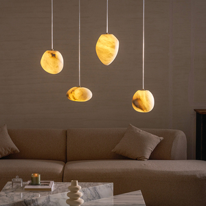 Lámpara Colgante LED de Alabastro, Estilo Wabi Sabi Nórdico, para Escaleras, Sala de Estar, Diseño Irregular, Lámpara Decorativa Ambiental - Product Image 2