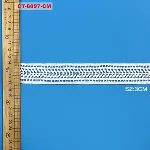 Hot selling designs 100% polyester lace trim for clothes