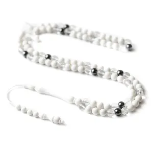 Esotico legno di ebano puro quarzo pietre preziose ematite 99 perline Tasbih pietra naturale Tasbih Tasbih Muslim