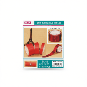 Nastro decorativo Iln 3,8 cm x 3,5 m rosso per artigianato e confezioni regalo - Product Image 2