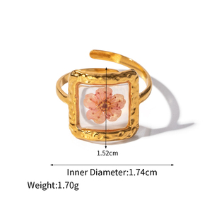 Anillo de Eternidad de Acero Inoxidable Chapado en Oro PVD de 18K con Diseño Floral, Regalo Hecho a Mano de Moda para Bodas de Mujeres - Product Image 2