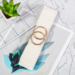 <span class=keywords><strong>Ceinture</strong></span> élastique pour <span class=keywords><strong>femme</strong></span> avec double boucle en O, large <span class=keywords><strong>ceinture</strong></span> extensible en cuir PU style professionnel, <span class=keywords><strong>ceinture</strong></span> ajustable avec boucle en cuivre - Product Image 4