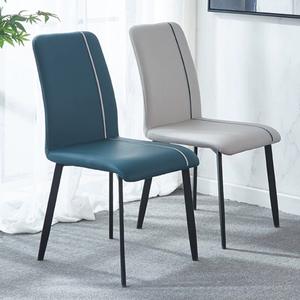 Chaise de salle à manger en cuir minimaliste moderne avec dossier pour la maison, le restaurant, les réunions, options de couleurs vert, beige, orange - Product Image 1