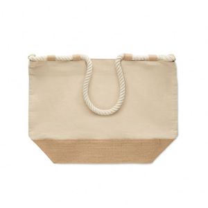 Nouvel Arrivage Sac Fourre-tout de Plage et de Sport en Toile de Coton Tendance avec Poignée en Corde, Fermeture Éclair et Fond Recouvert de Jute, 10 Boucles en Jute - Product Image 3
