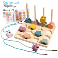 EDULAND OEM ODM Montessori - Juguete de Madera Multifuncional, Ecológico y No Tóxico, Tablero de Encaje de Formas, Juego de Construcción y Apilamiento