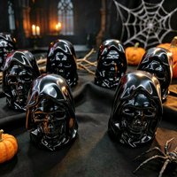 Statue de la Mort en Obsidienne Noire Naturelle, Crânes de la Mort, Sculptures en Cristal pour Décoration d'Halloween - Vente en Gros