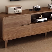 Ensemble meuble TV et table basse pour salon avec armoire de rangement, style ethnique, en panneaux de particules