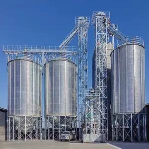 10,000 टन अनाज साइलो कीमत फ्लैट नीचे धातु अनाज silos गर्म जस्ती नालीदार अनाज साइलो स्टील