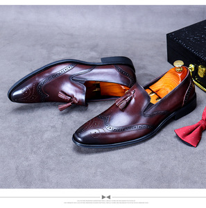 Scarpe alla moda con nappa in morbido cuoio genuino scarpe da uomo a punta Slip-on scarpe da lavoro abito da sposa Oxford Casual colore misto - Product Image 4